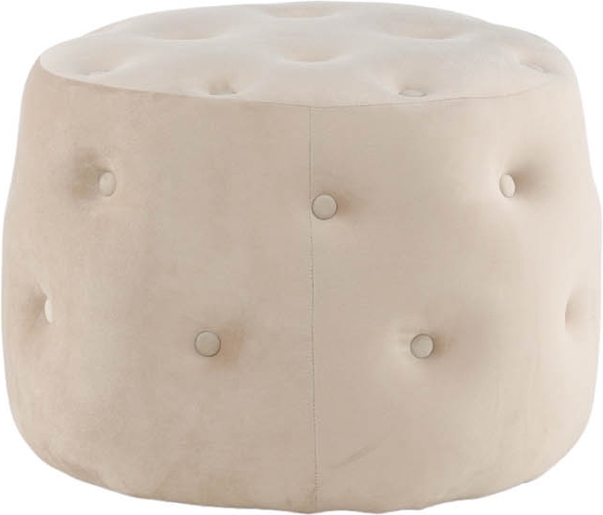 Benjamin poef, hocker Ø55cm velours wit.
