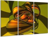 GroepArt - Schilderij -  Abstract - Groen, Geel, Goud - 120x80cm 3Luik - 6000+ Schilderijen 0p Canvas Art Collectie