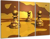 GroepArt - Schilderij -  Spel - Geel, Bruin - 120x80cm 3Luik - 6000+ Schilderijen 0p Canvas Art Collectie