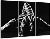 GroepArt - Schilderij -  Abstract - Zwart, Wit, Grijs - 120x80cm 3Luik - 6000+ Schilderijen 0p Canvas Art Collectie