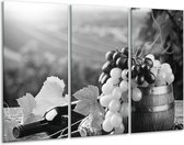 Glasschilderij Druiven, Keuken - Zwart, Grijs - 120x80cm 3Luik - Foto Op Glas - Geen Acrylglas Schilderij - GroepArt 6000+ Glas Art Collectie - Maatwerk Mogelijk