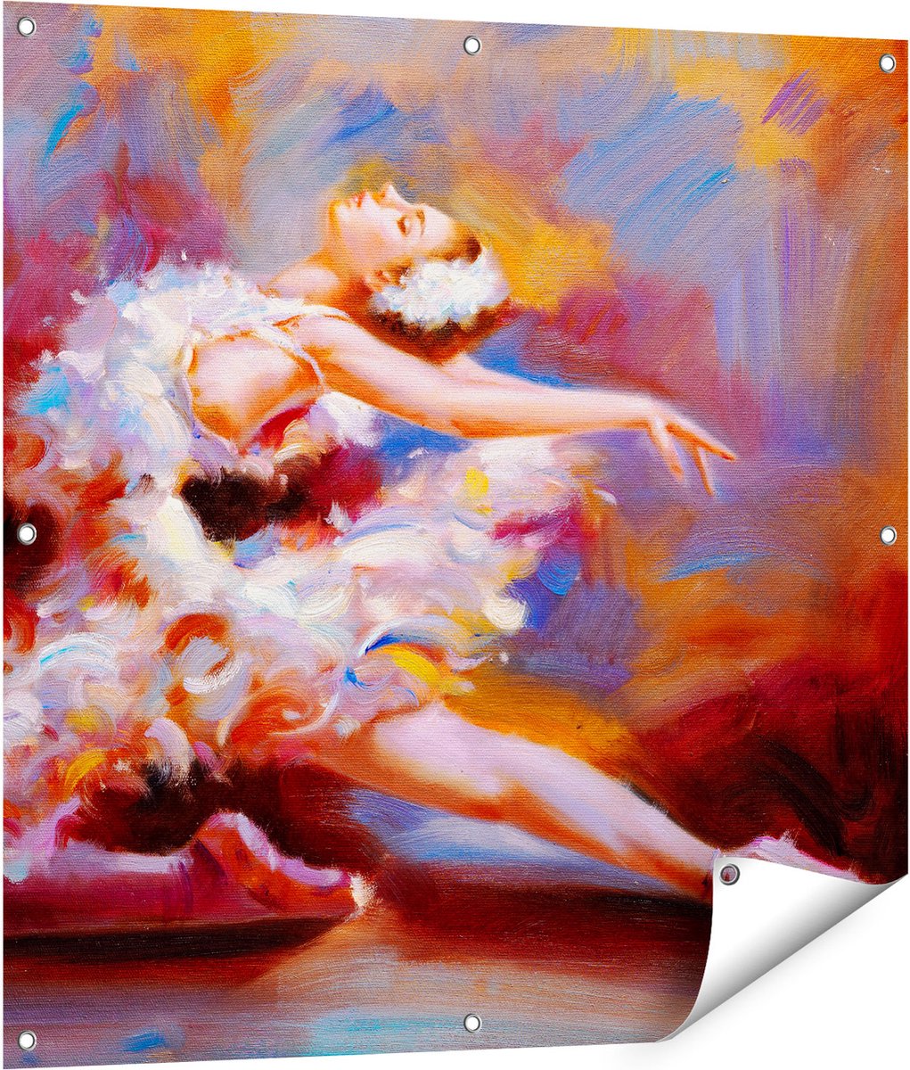 Gards Tuinposter Ballerina van Olieverf - Ballet - 90x90 cm - Tuindoek - Tuindecoratie - Wanddecoratie buiten - Tuinschilderij Multikleur