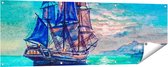 Gards Tuinposter Oude Piratenschip Zeilboot Getekend - 150x50 cm - Tuindoek - Tuindecoratie - Wanddecoratie buiten - Tuinschilderij