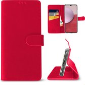 Samsung A14 hoesje – Book Cover Case – Pasjeshouder - Siliconen Portemonnee Hoesje – Handgemaakt – Rood – Kunstleer