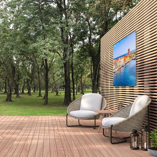 Gards Tuinposter Willemstad Centrum in Cura�ao - 120x90 cm - Tuindoek - Tuindecoratie - Wanddecoratie buiten - Tuinschilderij