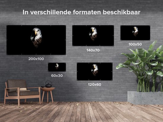 Gards Tuinposter Adelaarkop - Adelaar - 60x30 cm - Tuindoek - Tuindecoratie - Wanddecoratie buiten - Tuinschilderij