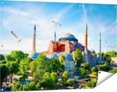 Gards Tuinposter Hagia Sophia Moskee in Istanbul - 120x80 cm - Tuindoek - Tuindecoratie - Wanddecoratie buiten - Tuinschilderij