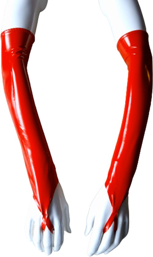 Gant LATEX XS/ S Gants Sexy Rouge Long Gant PVC Shine Brillant Cuir Verni Valentine SM Gogo Danse Accessoires De Danse Longs Gants Sans Doigts