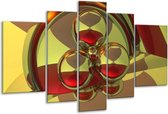Glasschilderij Abstract - Groen, Rood - 170x100cm 5Luik - Foto Op Glas - Geen Acrylglas Schilderij - 6000+ Glasschilderijen Collectie - Wanddecoratie