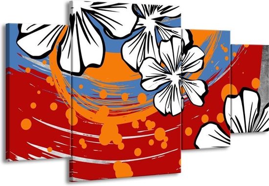 Art de peinture sur toile | Rouge, blanc, orange | 160x90cm 4 Liège