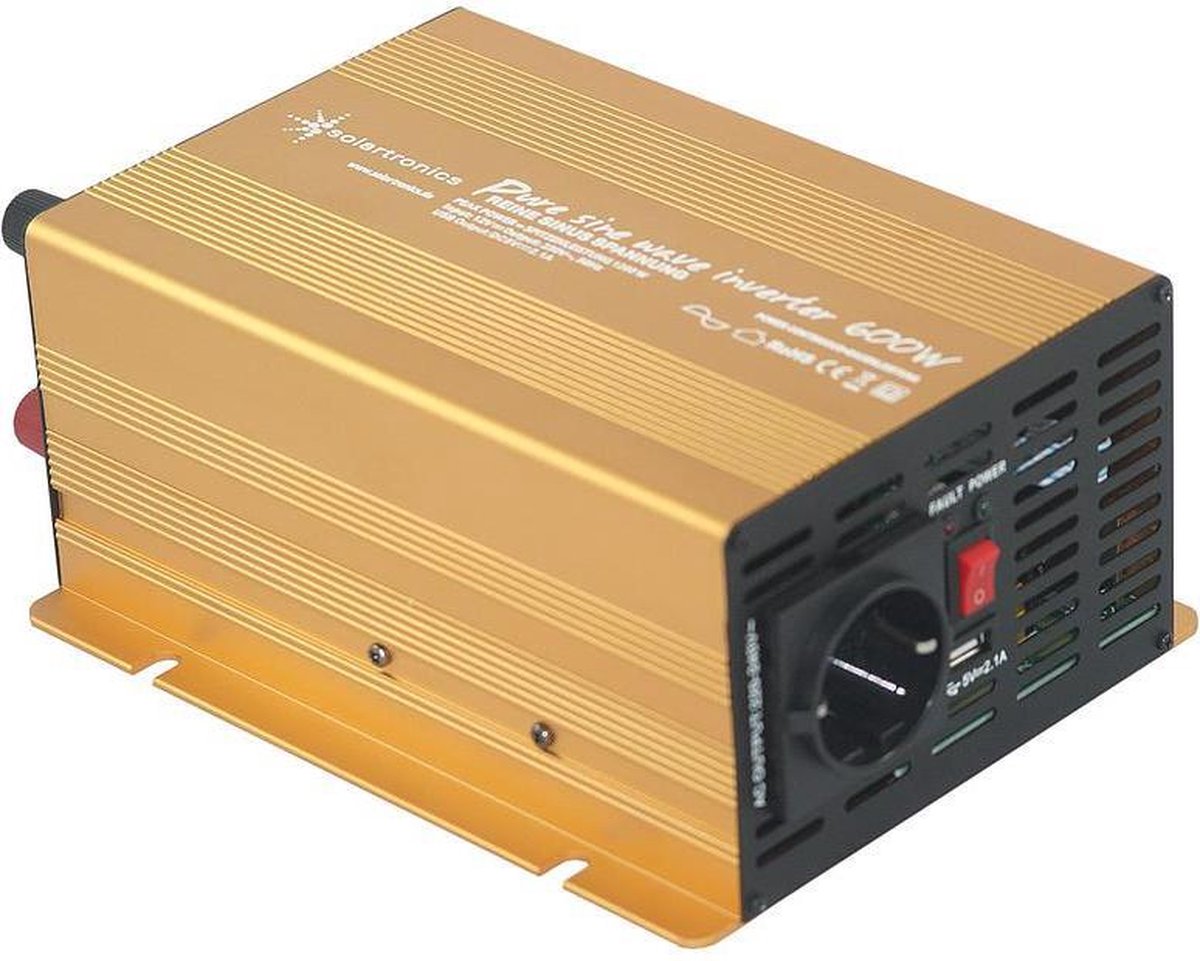 12V naar 230V Zuivere Sinus Spanningsomvormer - 600W - Goud