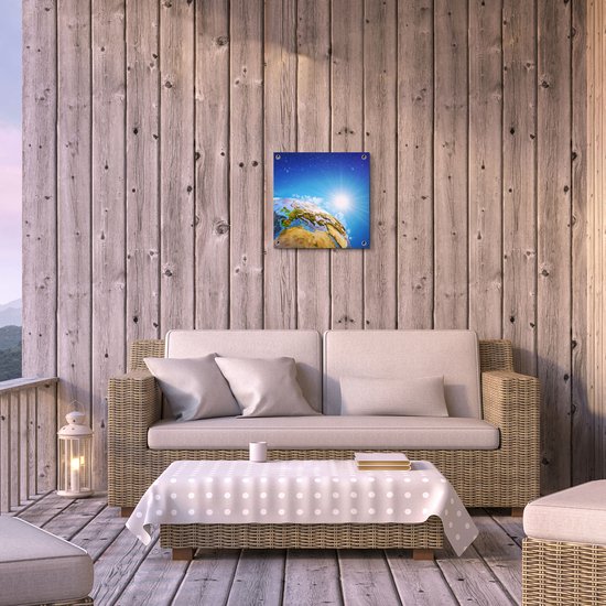 Gards Tuinposter Aarde vanuit de Ruimte op Europa - 40x40 cm - Tuindoek - Tuindecoratie - Wanddecoratie buiten - Tuinschilderij
