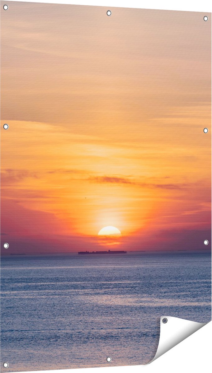 Gards Tuinposter Zonsondergang in de Noordzee - 80x120 cm - Tuindoek - Tuindecoratie - Wanddecoratie buiten - Tuinschilderij Multikleur