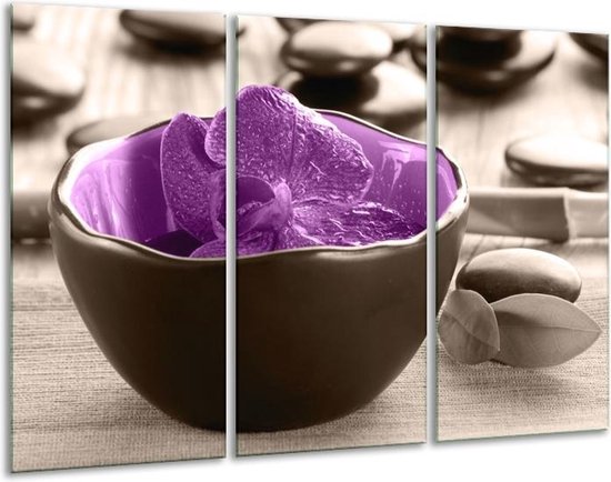 Peinture sur verre d'orchidée | Violet, gris | 120x80cm 3 Liège | Tirage photo sur verre |  F004564