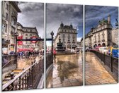 Bâtiment de peinture sur verre | Gris, marron, bleu | 120x80cm 3 Liège | Tirage photo sur verre | F002329