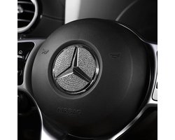 Diamant Uitziend Logo Voor Stuur - Geschikt voor Mercedez Benz Modellen A B C E Klasse Gla Cla Glc Glk Gle Serie - Stuurwiel Embleem Accessoires - AMG - 49mm Diameter - Zelfklevend