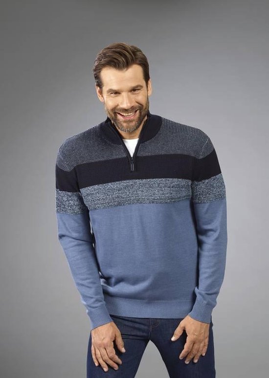 Pullover heren met kraag blauw maat L | bol.com