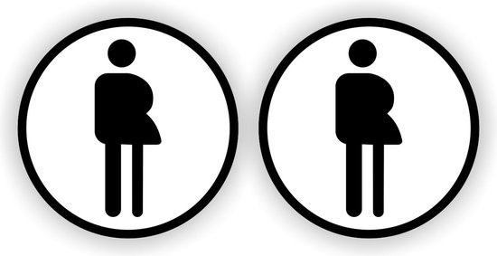 Gender neutraal WC pictogram sticker set 2 stuks zwart