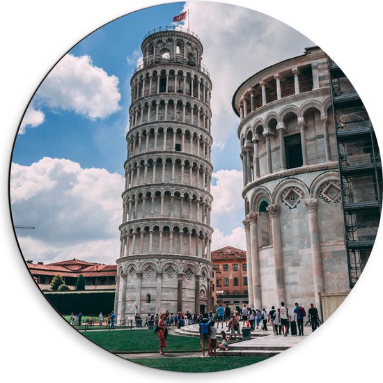 Dibond Muurcirkel - Toren van Pisa - Italië - 50x50 cm Foto op Aluminium Muurcirkel (met ophangsysteem)