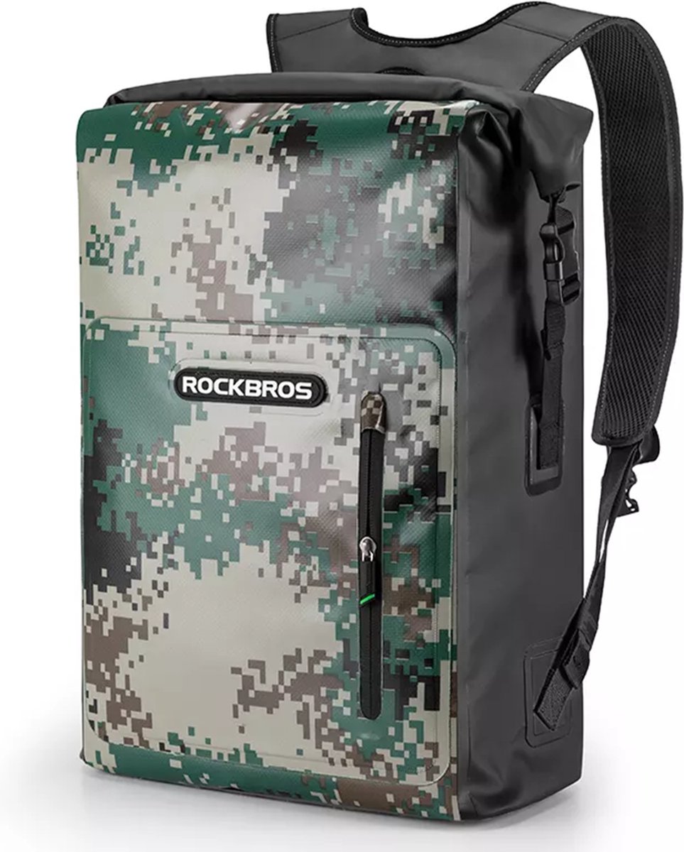 RockBros - Rugzak - Reistas - Opbergzak met grote capaciteit - 25l - Waterdicht en Duurzaam - zwart & groen