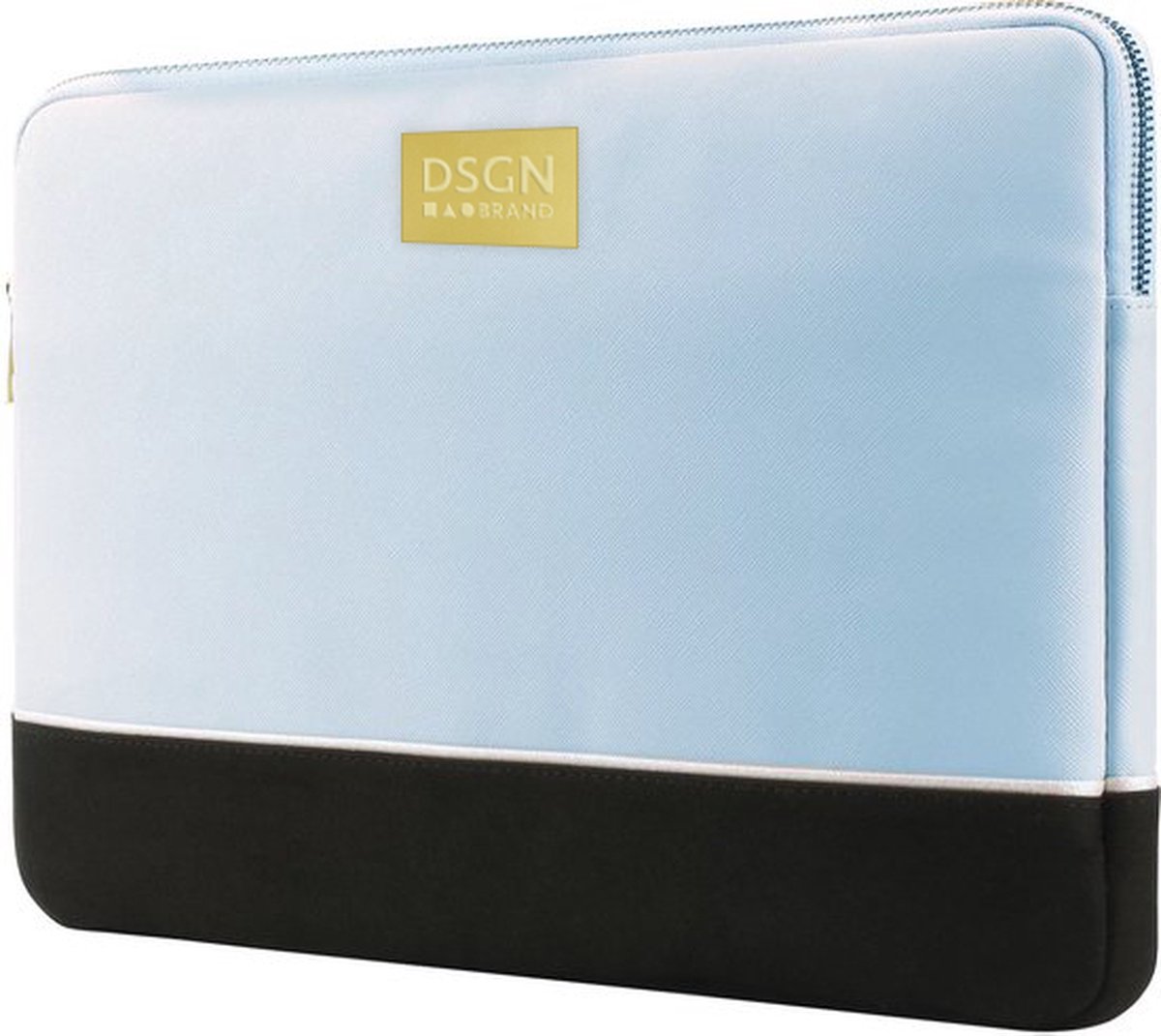 DSGN LXRY - Laptophoes 13 inch - Apple MacBook Air Pro 13.3-14 inch - Laptop Sleeve Hoes Case - Waterdicht - Goud Metaal Logo - Blauw - Zwart