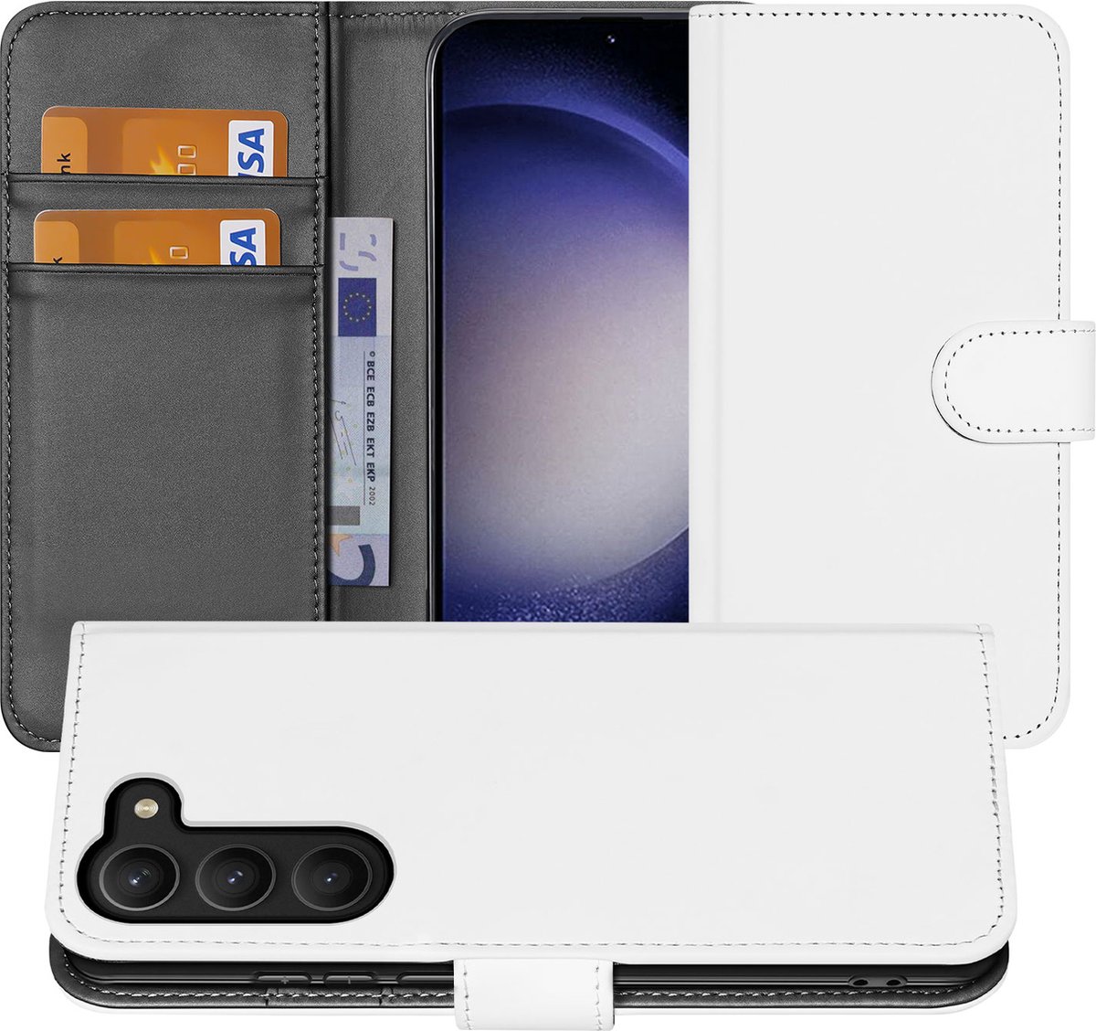 Book Case Telefoonhoesje voor de Samsung Galaxy S23 Plus Wit met Pasjeshouder