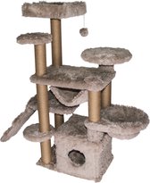 Topmast Krabpaal Fluffy Paris - Beige - 164 x 65 x 144 cm - Krabpaal voor Grote Katten en Zware Katten - Met Kattenhuis en Hangmat - Stevig Sisal Touw