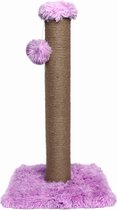 Topmast Krabpaal Fluffy Big Pole - Lila - 39 x 39 x 80 cm - Made in EU - Krabpaal voor Katten - Sterk Sisal Touw - Met Kattenspeeltje