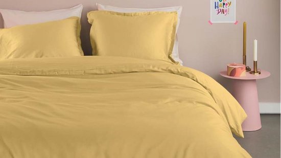 Ambiante Satin Uni dekbedovertrek - Eenpersoons - 140x200/220 cm - Licht geel van Ambiante — afbeelding 5