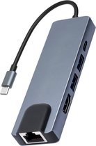 USB C Hub Multiport Adapter, 5-in-1 USB C Docking Station met 4K HDMI, RJ45 Ethernet, USB 3.0, 100W PD