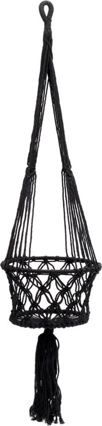 De Macrame Planthanger - Zwart - M