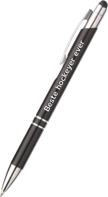 beste hockeyer ever pen - zwart - gegraveerd - Hockey - sporter - pen met tekst - leuke pennen - grappige pennen - sportpennen - sporter cadeau - cadeau - bedankje - afscheidscadeau teamgenoot - welkomst cadeau - met soft touch