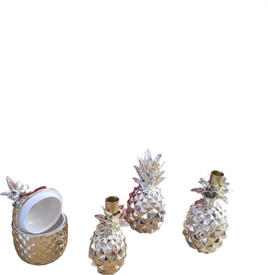 Mica Decorations Décoratif Ananas Goud , Set de 4