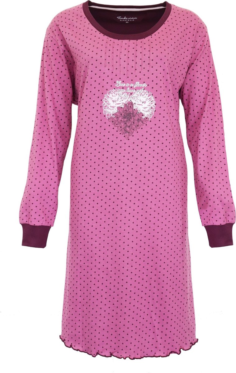 Tenderness Dames Nachthemd - Stippen dessin - Roze
