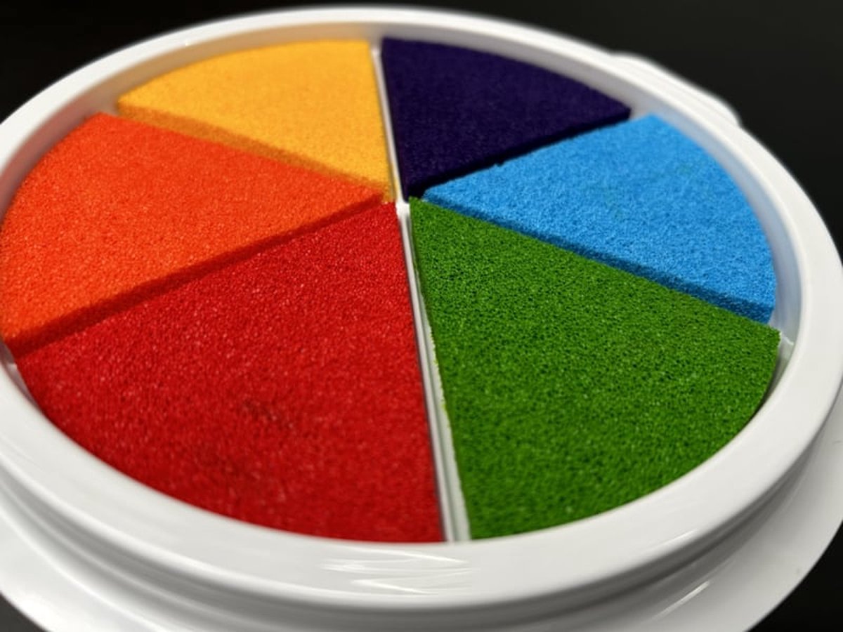 Regenboog XL stempelkussen, 6 kleuren (18 cm)