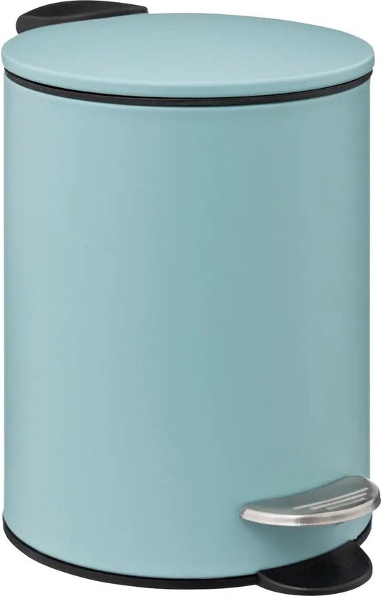 5Five kleine pedaalemmer - metaal - ijsblauw - 3L - 16 x 25 cm - Badkamer - Badkamer/toilet