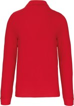 Polo homme à boutons et manches longues Rouge - XL
