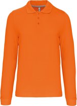 Herenpoloshirt met knopen en lange mouwen Oranje - 3XL