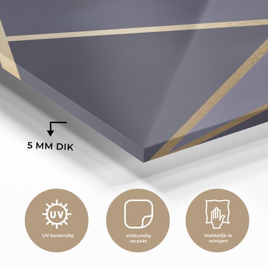 Peinture sur Verre - Marbre - Blauw - Collage - 60x120 cm - Peintures Plexiglas