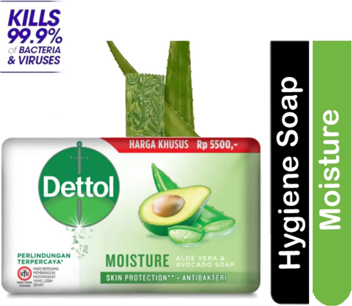 Dettol - Handzeep - Moisture - Aloë Vera & Avocado - Zeepblok - 100gram