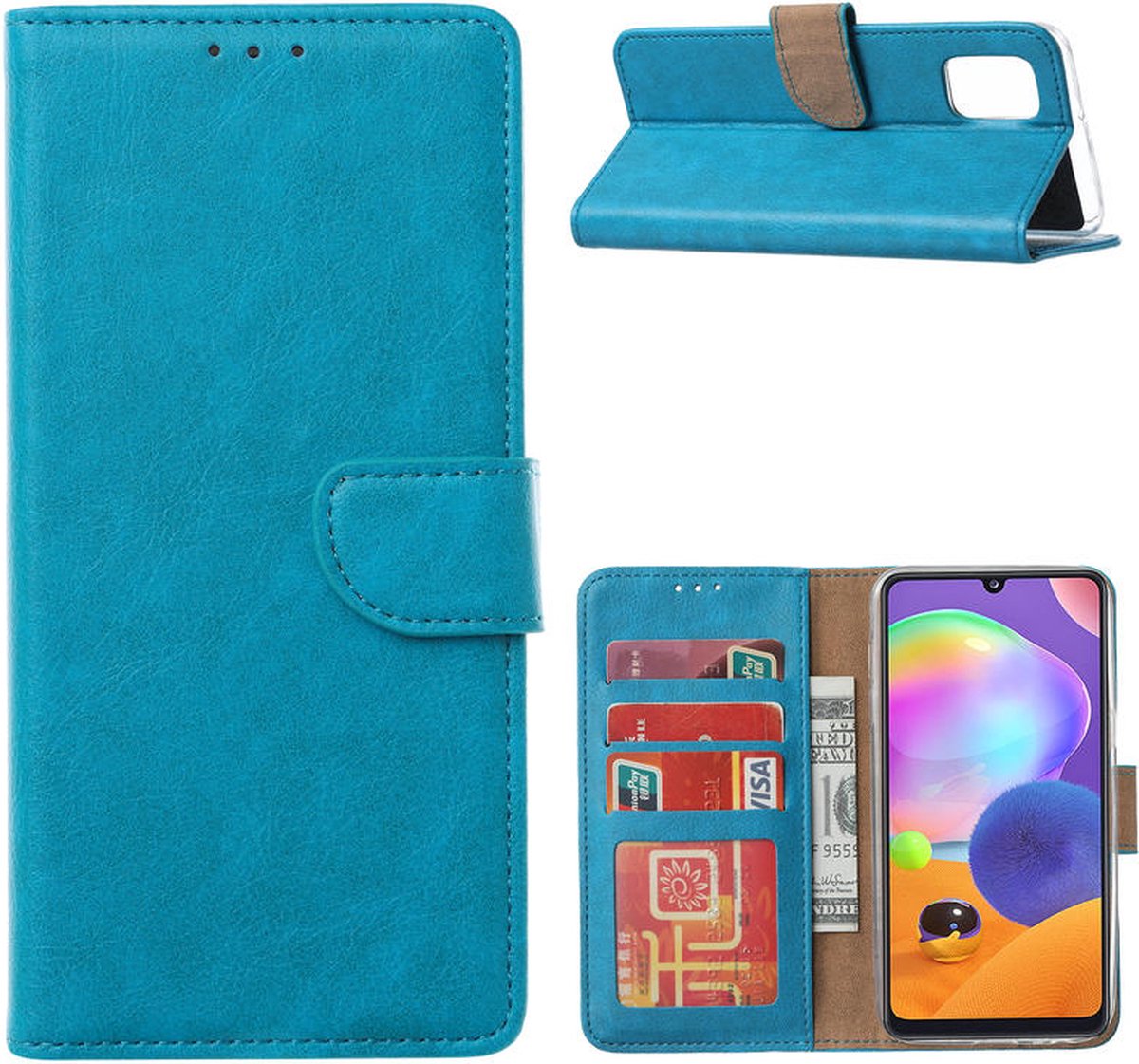 Cityhoesje–Bookcase geschikt voor Samsung A31 – Pasjeshouder