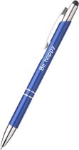 Akyol - be happy pen - blauw - gegraveerd - Motivatie pennen - collega - pen met tekst - leuke pennen - grappige pennen - werkpennen - stagiaire cadeau - cadeau - bedankje - afscheidscadeau collega - welkomst cadeau - met soft touch