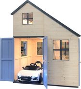 Speelhuisje voor buiten -Villa met 2 verdiepingen - Met garage en slaapplek - XXL 155 x 200 cm - FSC hout - EU product