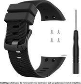 Zwart siliconen bandje geschikt voor de Garmin Forerunner 45S – Maat: zie maatfoto - horlogeband - polsband - strap - siliconen - black rubber smartwatch strap