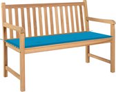 vidaXL-Tuinbank-met-blauw-kussen-120-cm-massief-teakhout