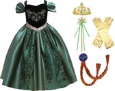 Prinsessenjurk meisje - Prinsessen speelgoed - Luxe Prinsessenjurk - Het Betere Merk - maat 104/110 (110) - Verkleedkleren meisje - Carnavalskleding meisje - Toverstaf - Kroon - Vlechtjes - Lange Handschoenen