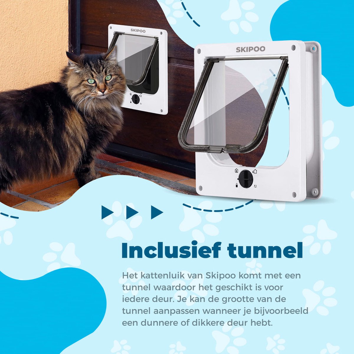 Skipoo kattenluik met tunnel 27 x 23,5 cm wit thumbnail 2
