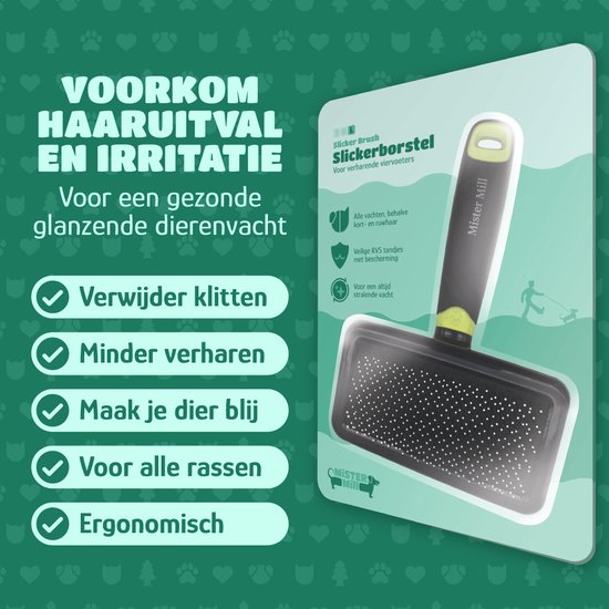 Mister Mill Professionele Slicker L 12 cm - Hondenborstel - Kattenborstel - Hondenkam - Kattenkam