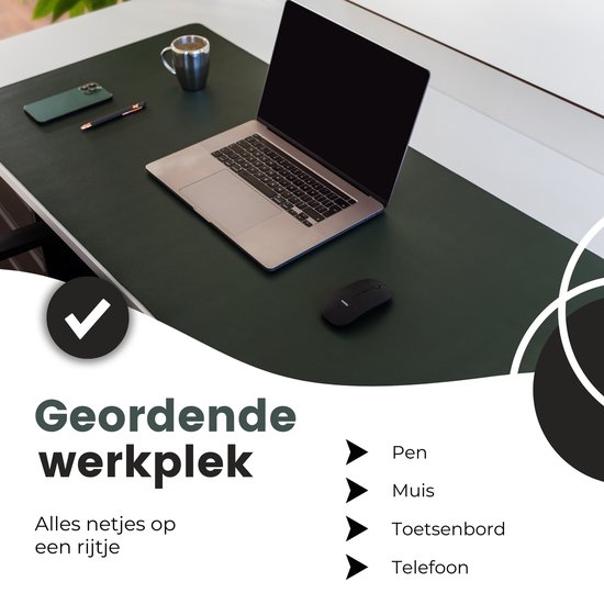 WURK Muismat 120x60 - XXL - Bureau Onderlegger - Bureau Organizer - Bureaumat - Inclusief Kabel Clip – Groen