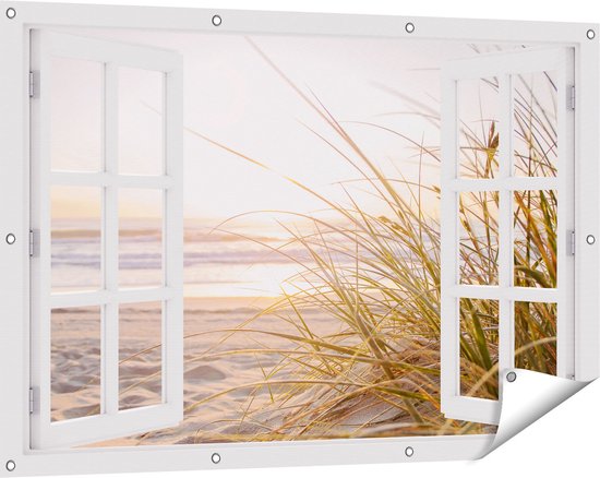 Tuinposter - 80x120 cm - Duin - Strand - Doorkijk - Zomer